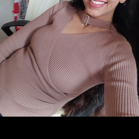 Material Girl Tops - Brown knit top